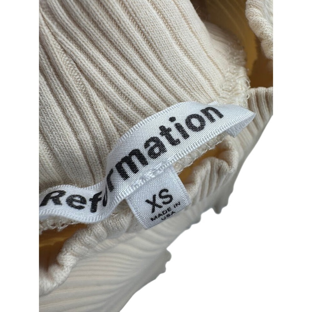 Reformation Lunette Knit Top Cream Ribbed Mock Neck Tank Top XS Made in USA - Picture 4 of 5